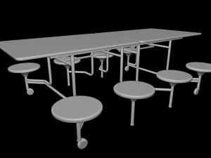 移动食堂桌 3D 模型