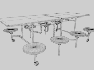 移动食堂桌 3D 模型