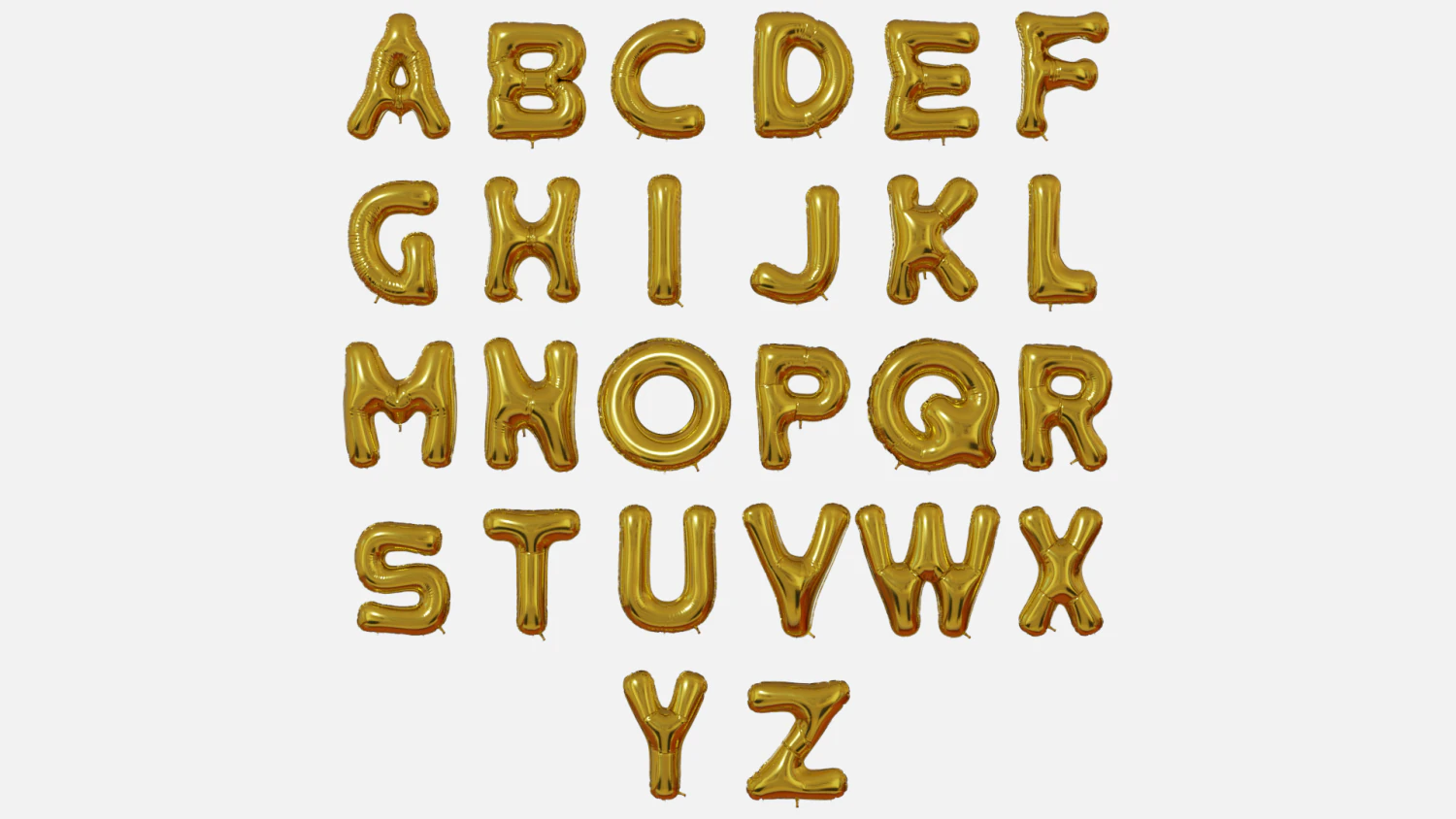 Foil Balloon Letters Collection 3D Model .c4d .max .obj .3ds .fbx .stl .blend 