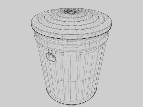 Metal Trash Can 3D Model