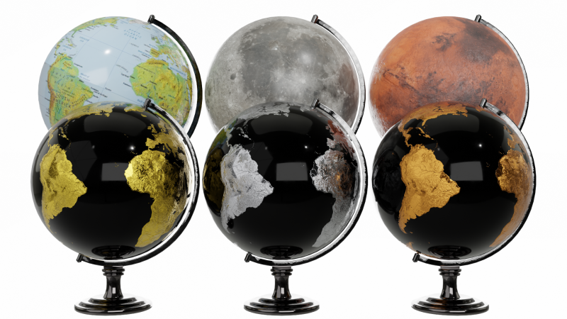 Desk Globe 3D Model .c4d .max .obj .3ds .fbx .stl .blend 