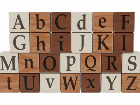 Wooden Letter Blocks 3D Model