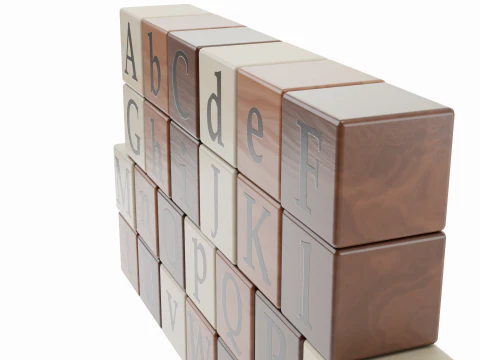 Wooden Letter Blocks 3D Model