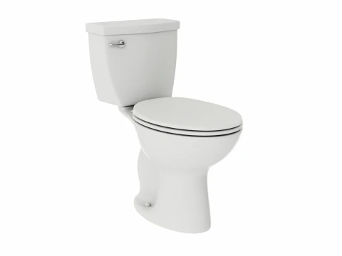 Enkel vlak toilet op ronde stoelhoogte 3D Model