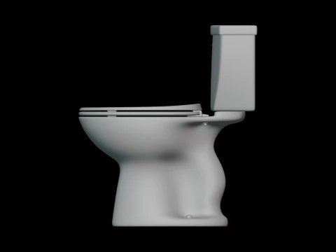 Einzelsp&uuml;l-Toilette in runder Stuhlh&ouml;he 3D Modell