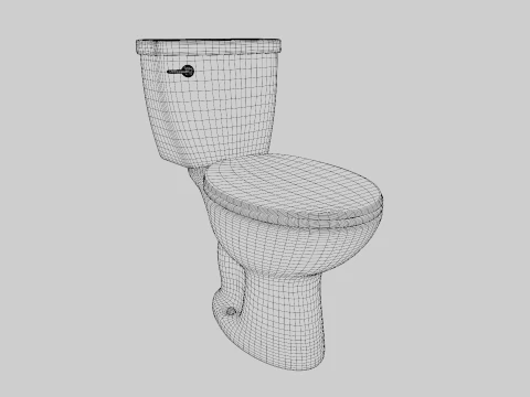 Einzelsp&uuml;l-Toilette in runder Stuhlh&ouml;he 3D Modell