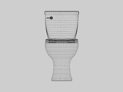 Einzelsp&uuml;l-Toilette in runder Stuhlh&ouml;he 3D Modell