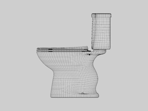 Einzelsp&uuml;l-Toilette in runder Stuhlh&ouml;he 3D Modell