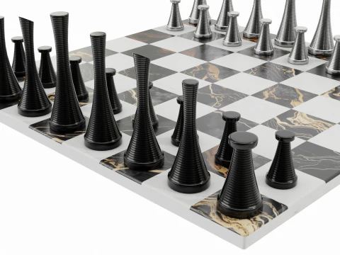 Metal Chess Set 3D Model