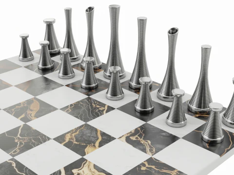 Metal Chess Set 3D Model