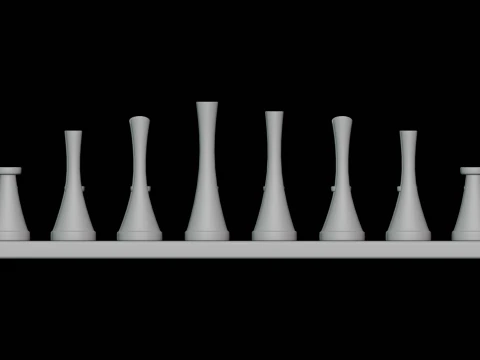 Metal Chess Set 3D Model