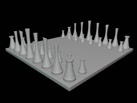Metal Chess Set 3D Model