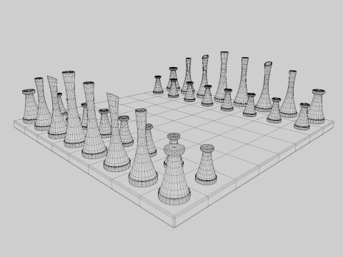 Metal Chess Set 3D Model