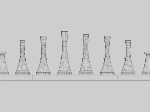 Metal Chess Set 3D Model