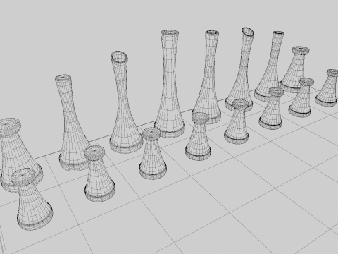 Metal Chess Set 3D Model