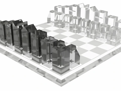 Conjunto de xadrez de cristal Modelo 3D