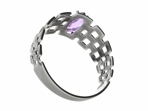 Silver Amethyst Ring 3D Модель
