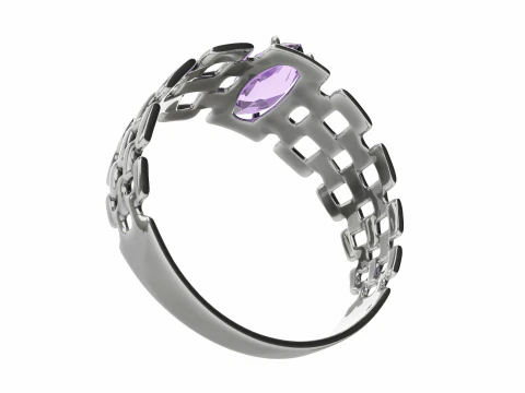 Silver Amethyst Ring 3D Model