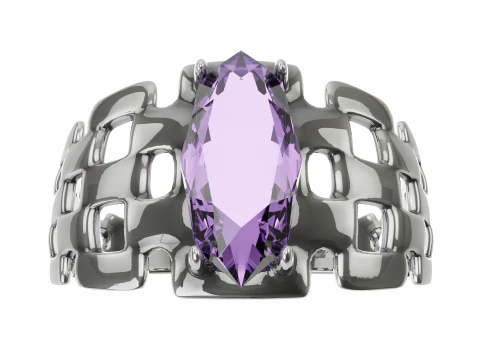 Silver Amethyst Ring 3D Model