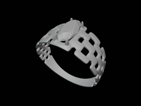 Silver Amethyst Ring 3D Модель
