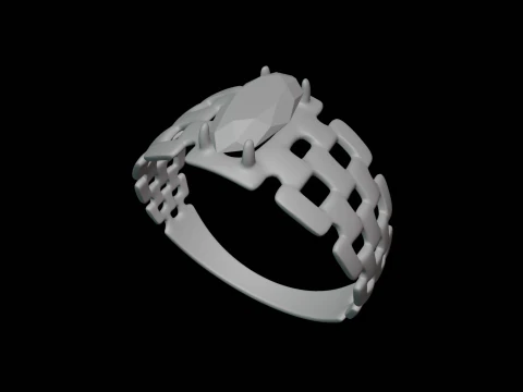 Silver Amethyst Ring 3D Model