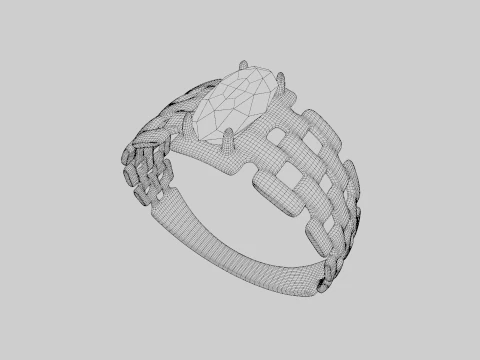 Silver Amethyst Ring 3D Model