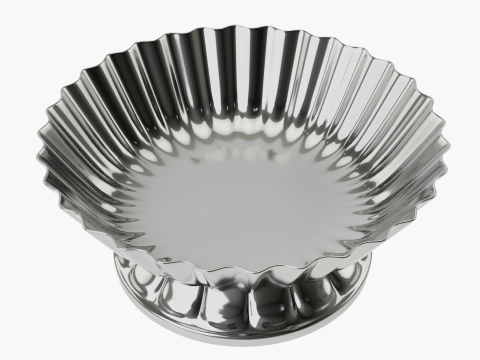 Fruteira decorativa em metal com nervuras Modelo 3D