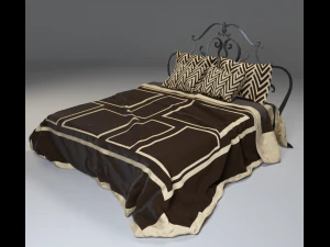 драпированная кровать из тяжелой ткани 3D Модель