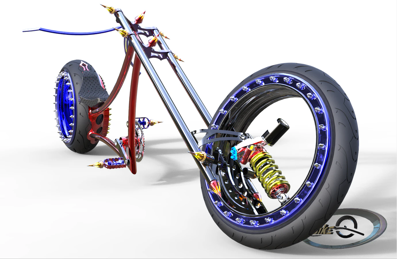 hubless chopper bike 3D Model .c4d .max .obj .3ds .fbx .stl .blend 