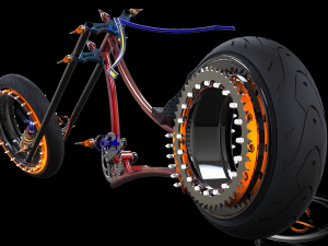 hubless chopper bike 3D मॉडल
