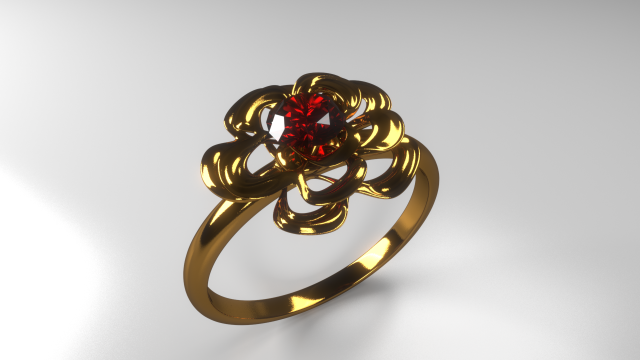 gold ring with red stone shape rose Modelo 3D .c4d .max .obj .3ds .fbx .stl .blend 