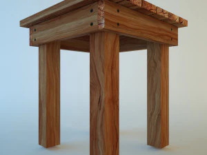 wooden stool 3D Model