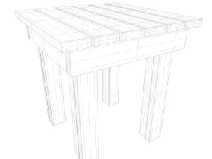 wooden stool 3D Model