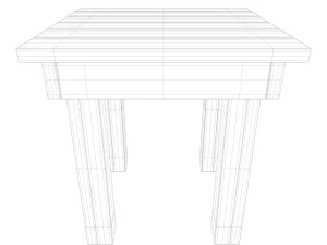 wooden stool 3D Model
