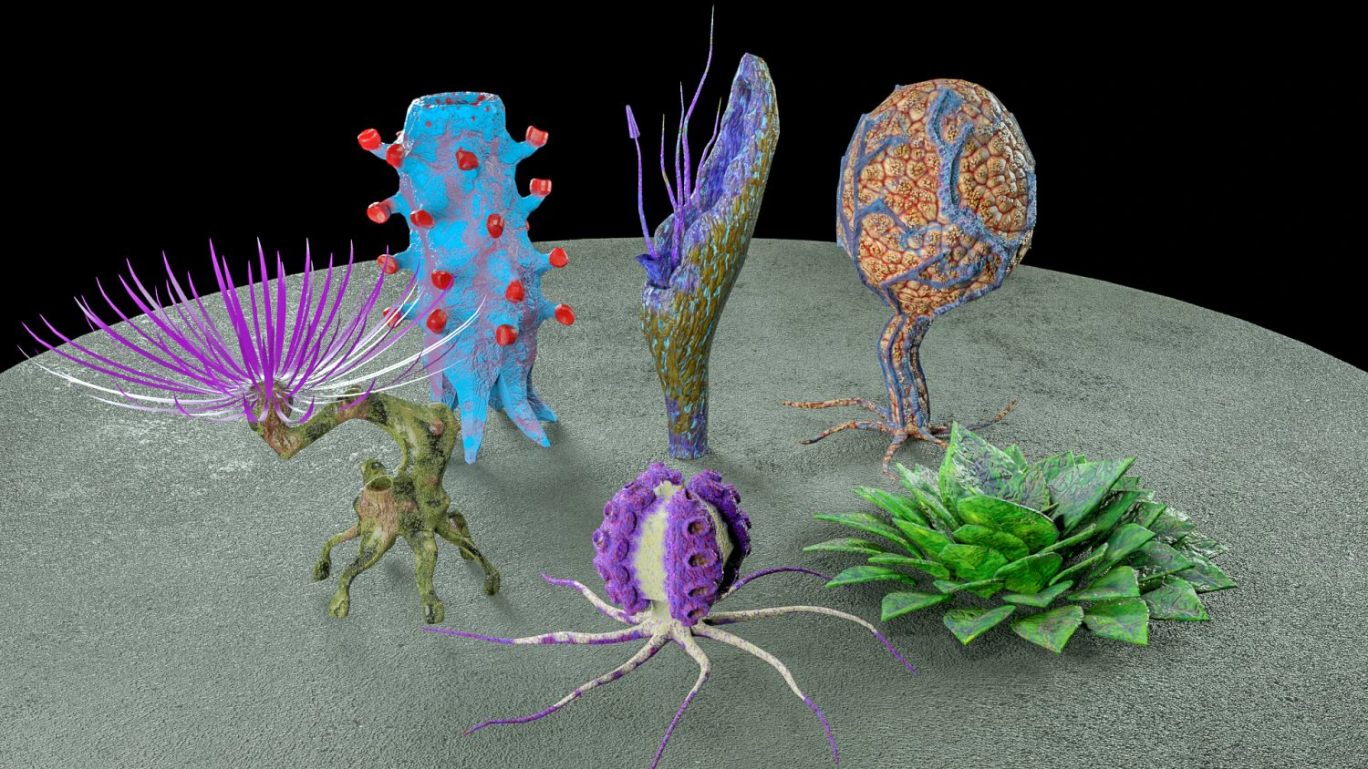 sci fi plants 3D Model .c4d .max .obj .3ds .fbx .stl .blend 