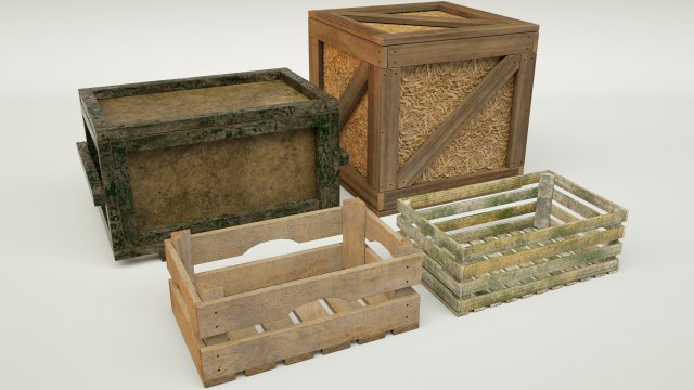 wooden crates Modello 3D .c4d .max .obj .3ds .fbx .stl .blend 