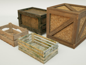wooden crates Modello 3D