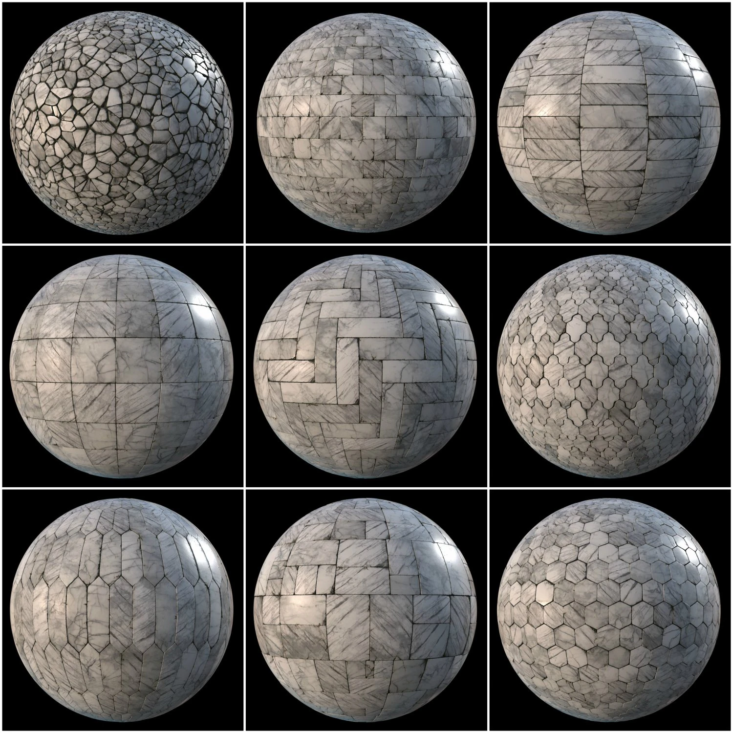 white marble tiles pbr material pack CG Textures .c4d .max .obj .3ds .fbx .stl .blend