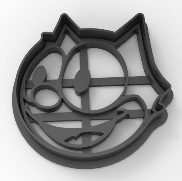 Felix the cat cookie cutter 3D Print Model .c4d .max .obj .3ds .fbx .stl .blend 