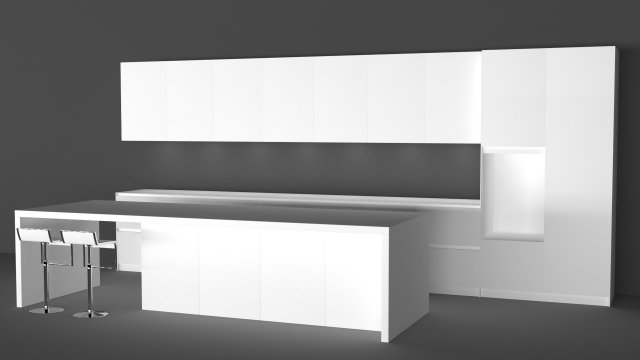 white kitchen 3D Модель .c4d .max .obj .3ds .fbx .stl .blend 