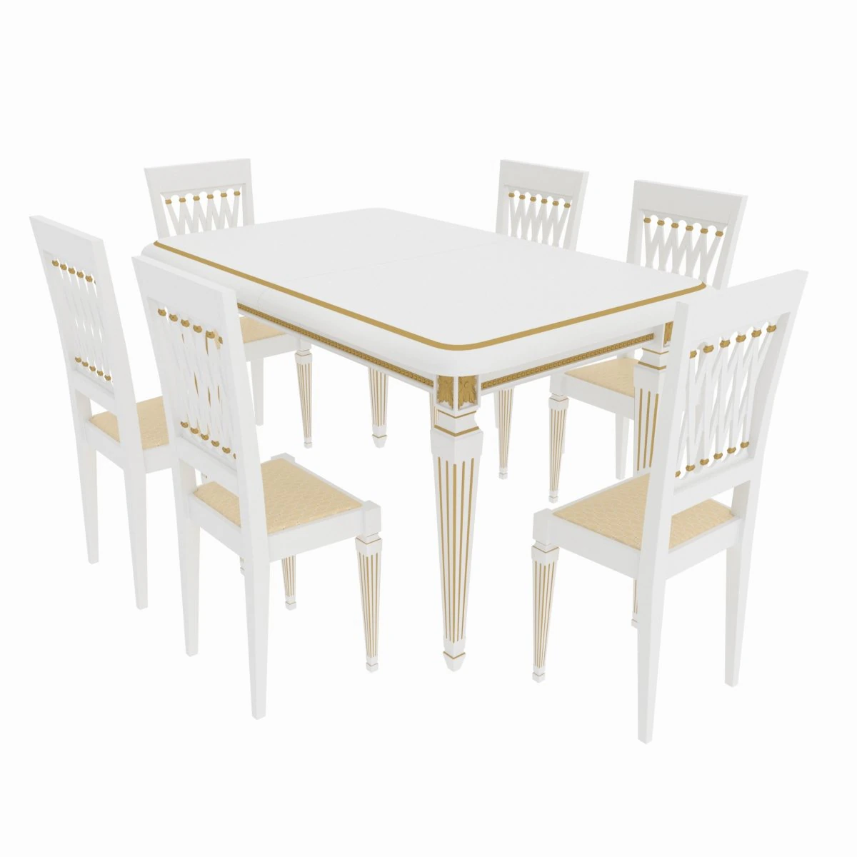 dining set of classic italian design consisting of a table and chairs 3D Model .c4d .max .obj .3ds .fbx .stl .blend 