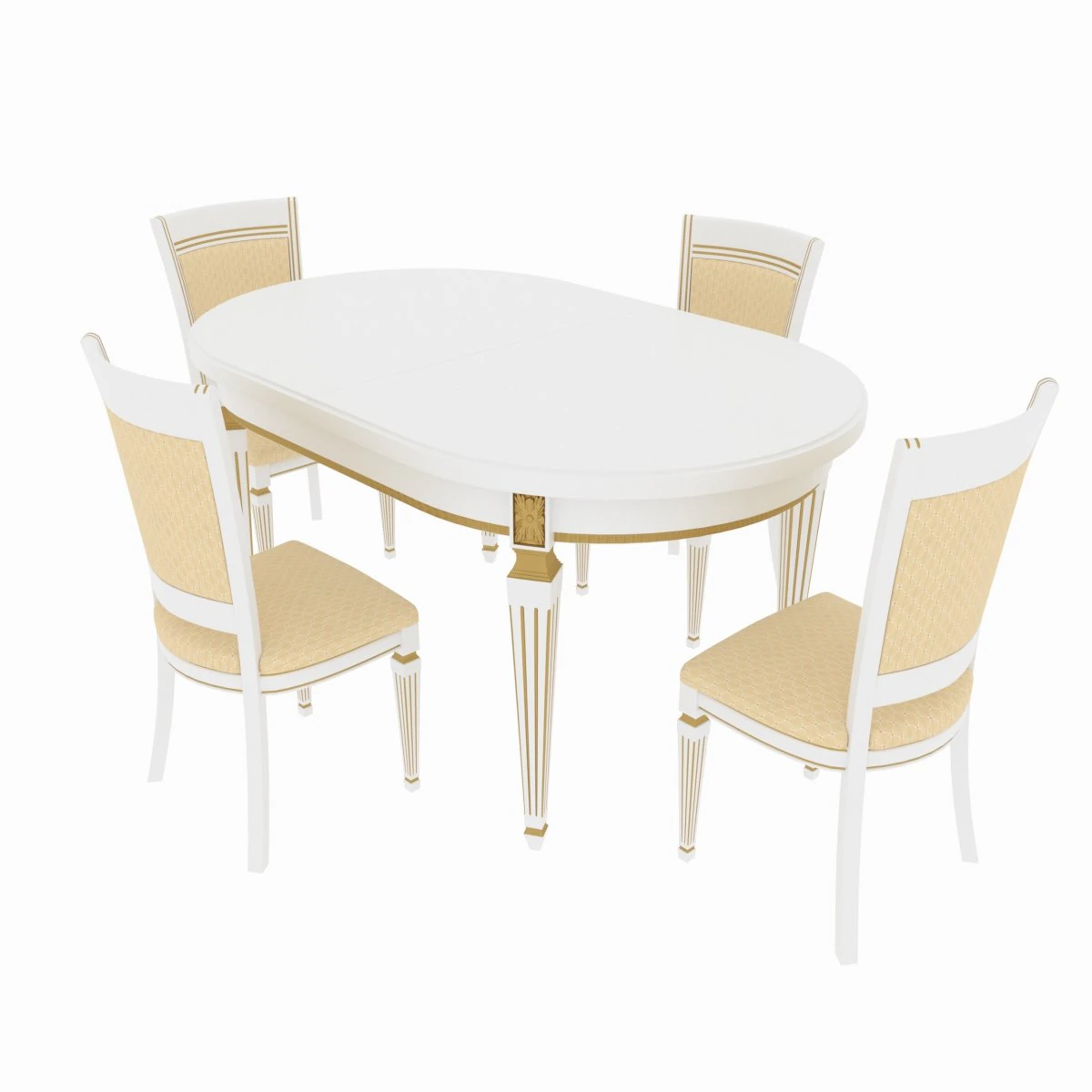 dining set of classic italian design consisting of a table and chairs 3D Model .c4d .max .obj .3ds .fbx .stl .blend 