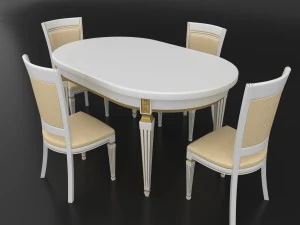 dining set of classic italian design consisting of a table and chairs 3D Model