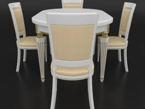 dining set of classic italian design consisting of a table and chairs 3D Model