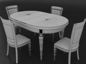 dining set of classic italian design consisting of a table and chairs 3D Model