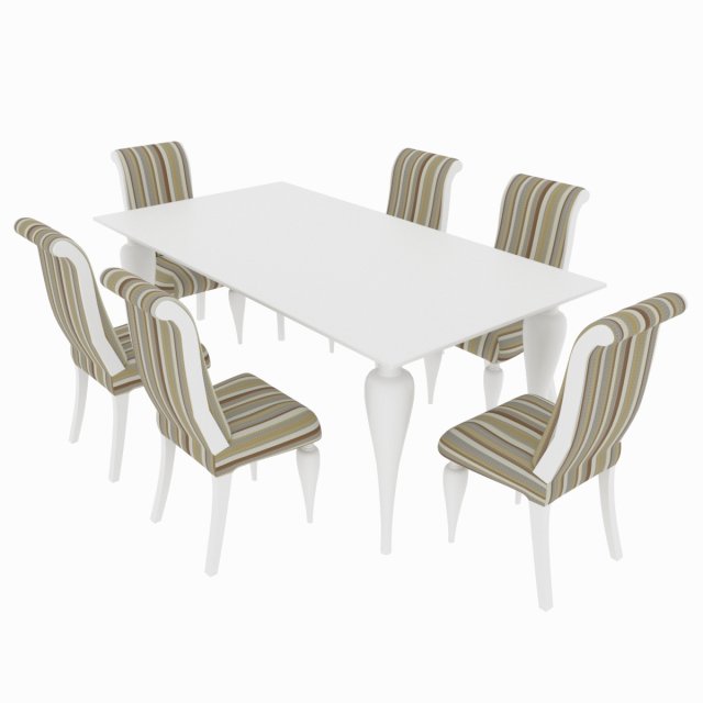 dining set of classic italian design consisting of a table and chairs 3Dモデル .c4d .max .obj .3ds .fbx .stl .blend 
