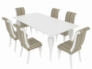 ensemble de salle &agrave; manger de design italien classique compos&eacute; d'une table et de chaises Modèle 3D