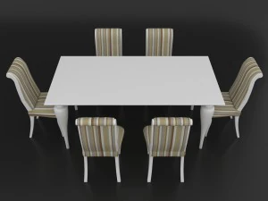 conjunto de jantar de design cl&aacute;ssico italiano composto por mesa e cadeiras Modelo 3D