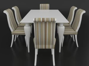 conjunto de jantar de design cl&aacute;ssico italiano composto por mesa e cadeiras Modelo 3D