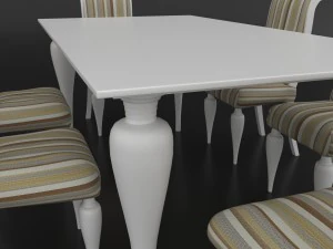 conjunto de jantar de design cl&aacute;ssico italiano composto por mesa e cadeiras Modelo 3D